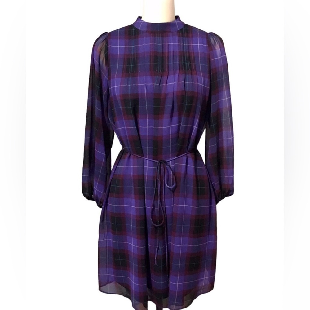 Ann Taylor Plaid Purple Dress - Picture 2 of 6